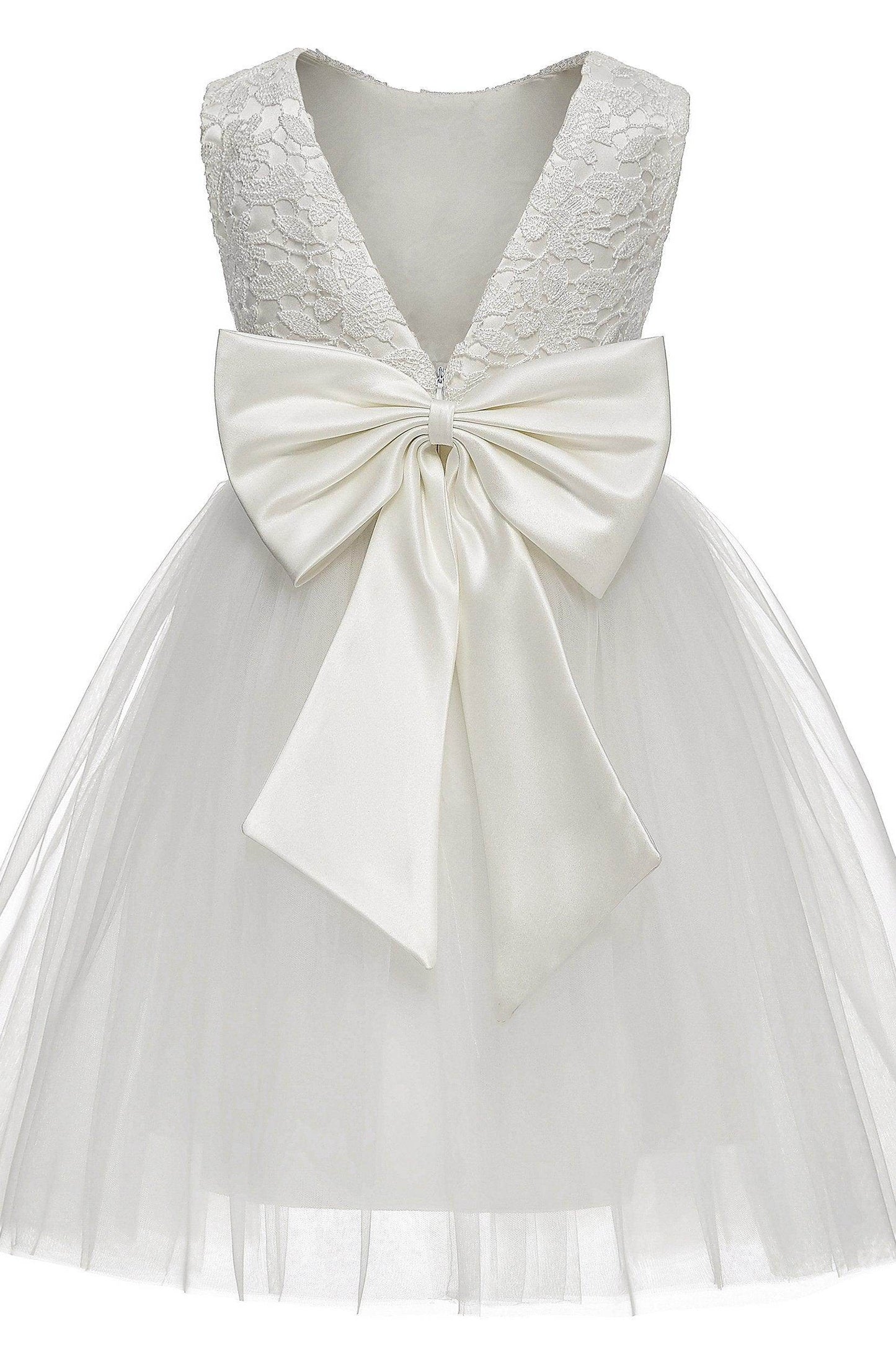 A-Line Knee Length Tulle Lace Flower Girl Dress CF0345 - COCOMELODY