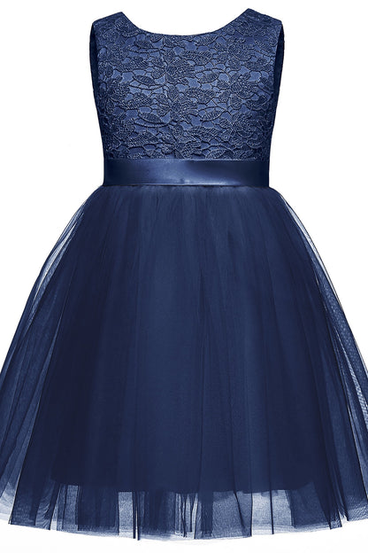 A-Line Knee Length Tulle Lace Flower Girl Dress CF0345