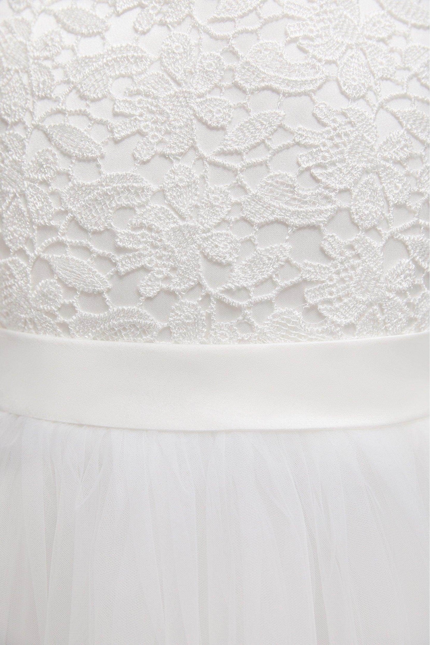 A-Line Tea Length Tulle Lace Flower Girl Dress CF0347 - COCOMELODY