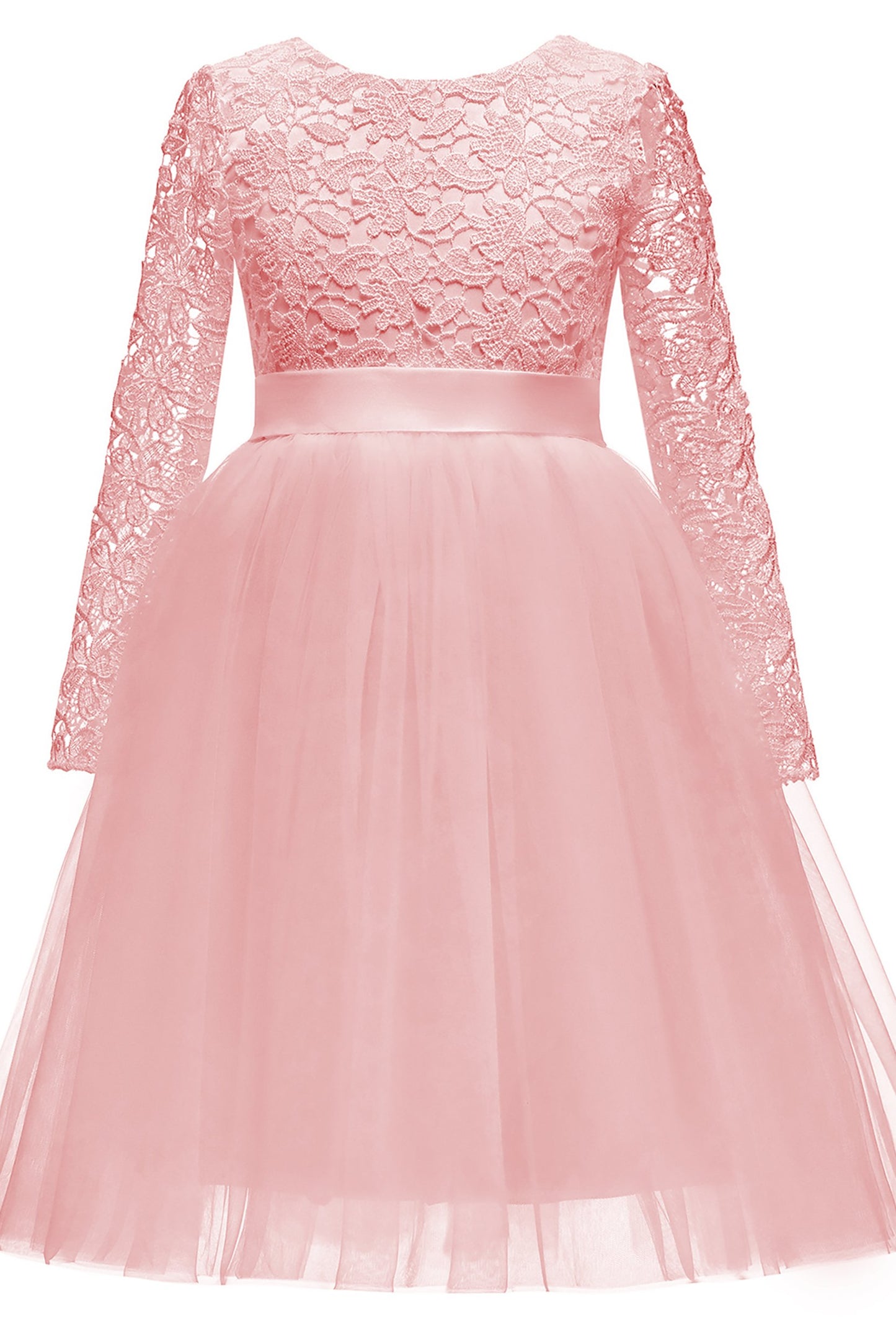 A-Line Tea Length Tulle Lace Flower Girl Dress CF0347