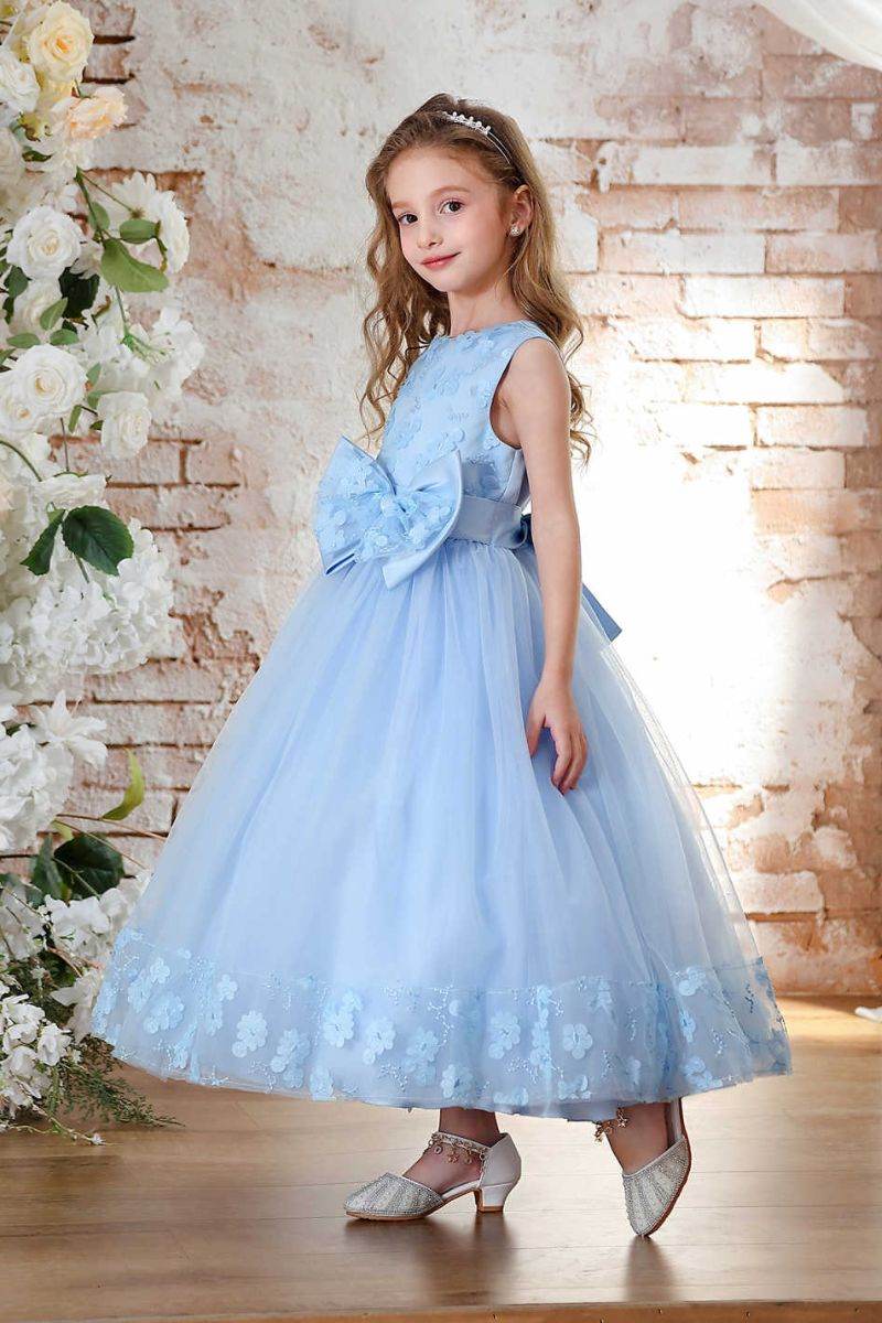 A-Line Midi Tulle Flower Girl Dress CF0349 - COCOMELODY