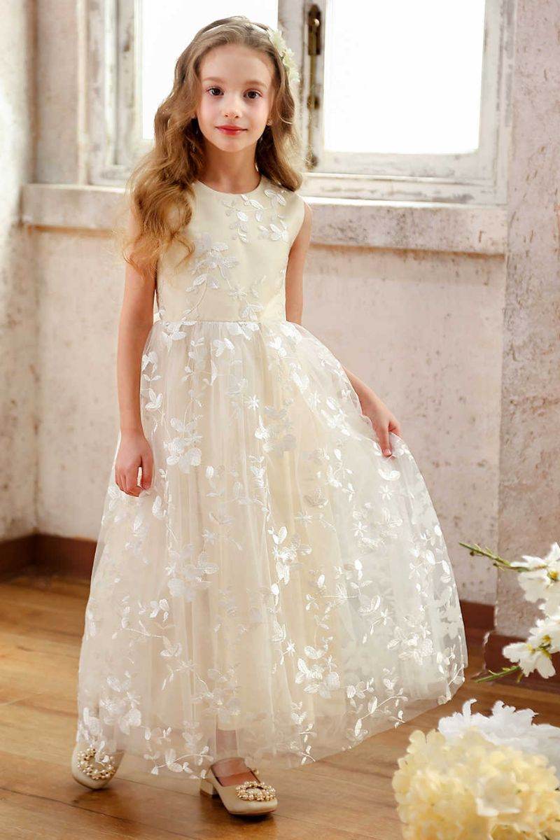 A-Line Maxi Lace Flower Girl Dress CF0355 - COCOMELODY