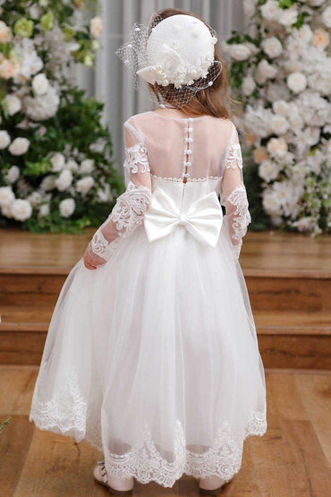 A-Line Maxi Tulle Flower Girl Dress CF0357 - COCOMELODY