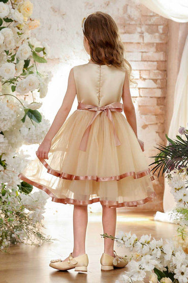 A-Line Midi Tulle Flower Girl Dress CF0358 - COCOMELODY