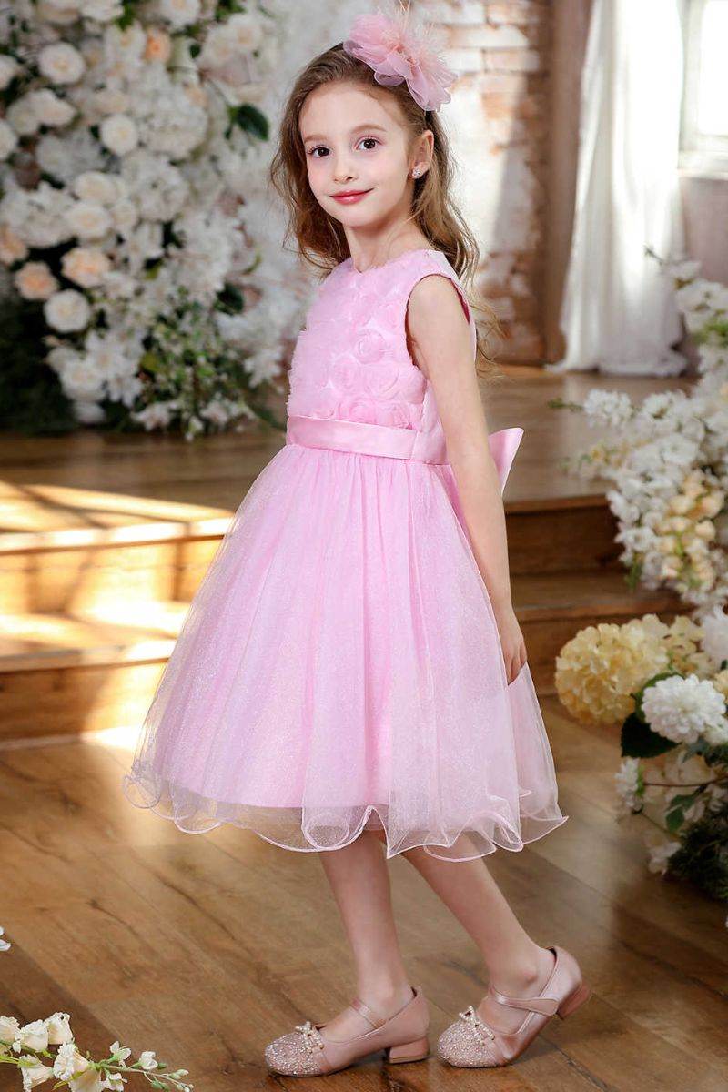 A-Line Midi Tulle Flower Girl Dress CF0360 - COCOMELODY