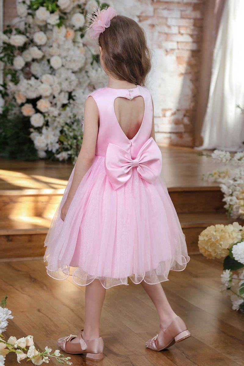 A-Line Midi Tulle Flower Girl Dress CF0360 - COCOMELODY