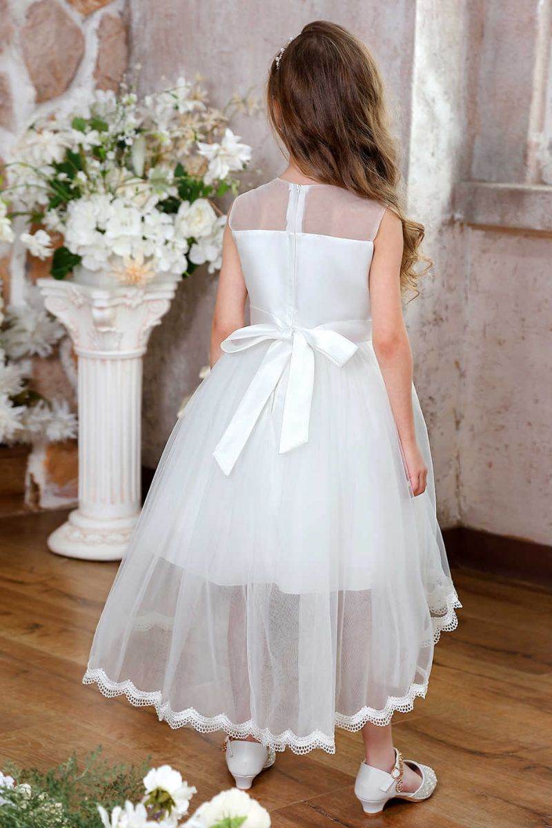 A-Line High-Low Tulle Flower Girl Dress CF0361 - COCOMELODY