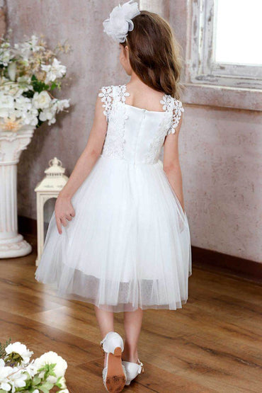 A-Line Midi Tulle Flower Girl Dress CF0362 - COCOMELODY