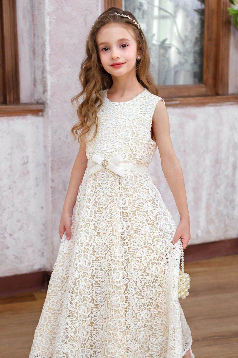 A-Line Maxi lace Flower Girl Dress CF0364 - COCOMELODY