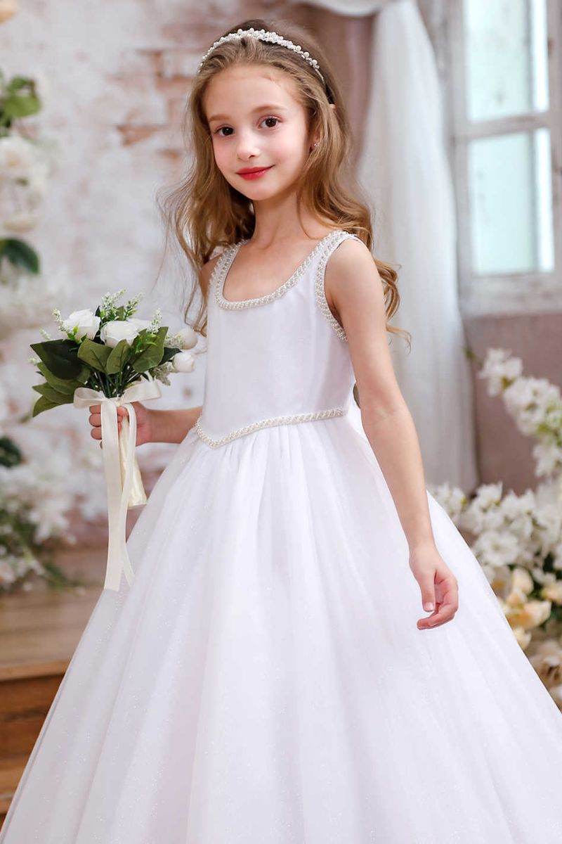 A-Line Maxi Tulle Flower Girl Dress CF0365 - COCOMELODY