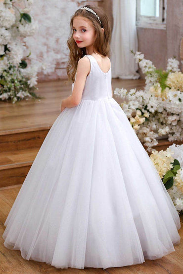 A-Line Maxi Tulle Flower Girl Dress CF0365 - COCOMELODY