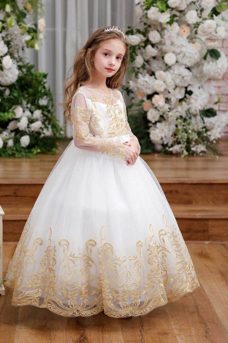 A-Line Maxi Tulle Flower Girl Dress CF0366 - COCOMELODY