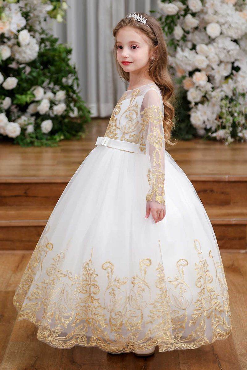 A-Line Maxi Tulle Flower Girl Dress CF0366 - COCOMELODY