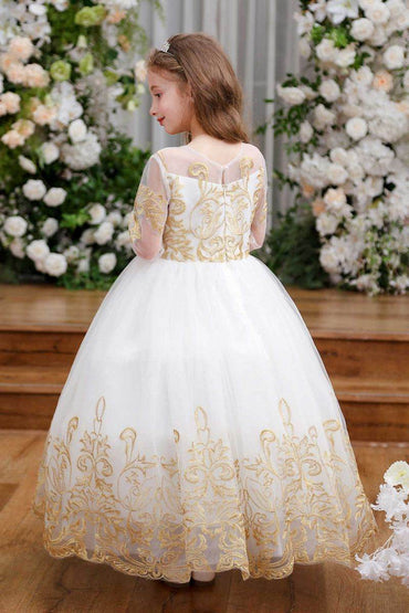 A-Line Maxi Tulle Flower Girl Dress CF0366 - COCOMELODY