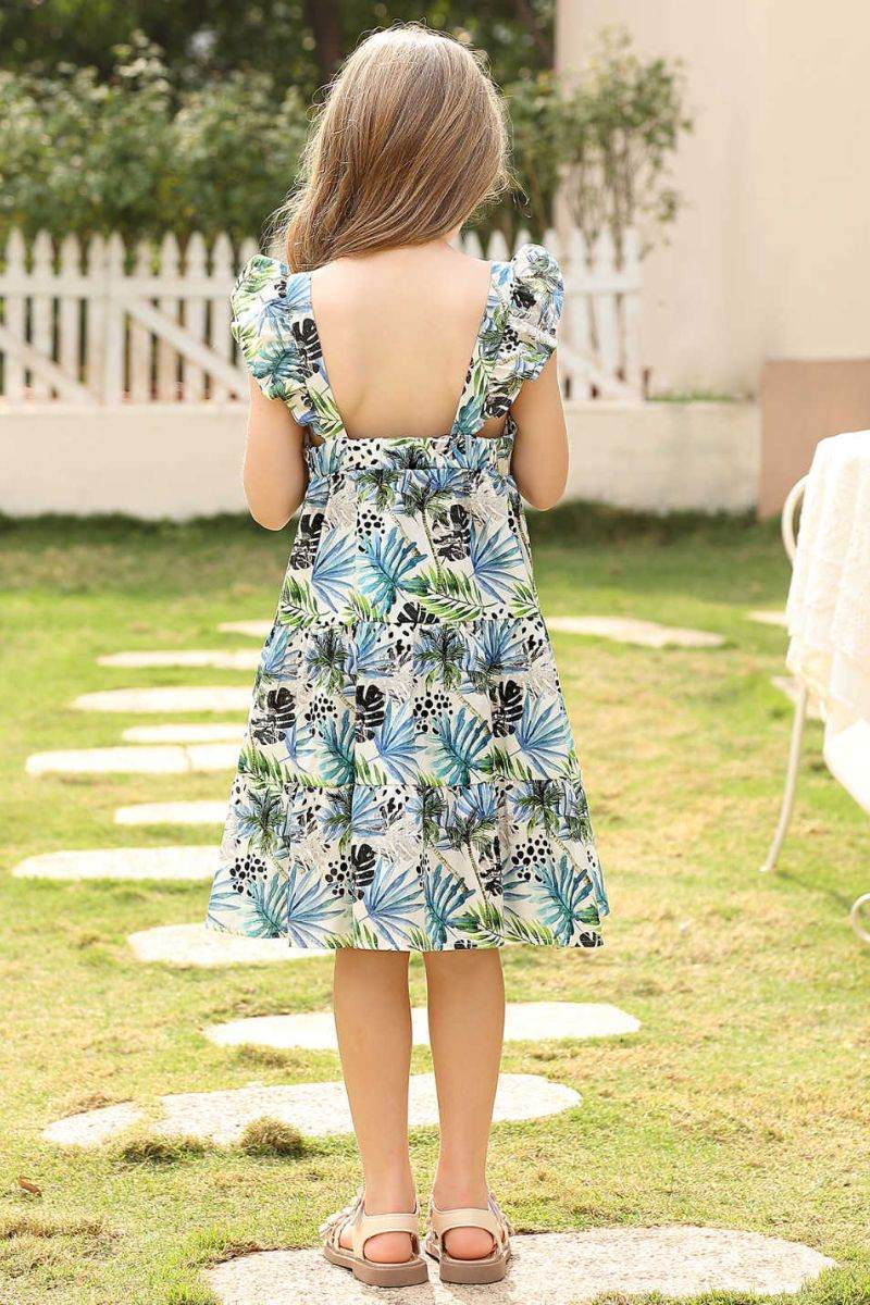 A-Line Midi Print Flower Girl Dress CF0369 - COCOMELODY