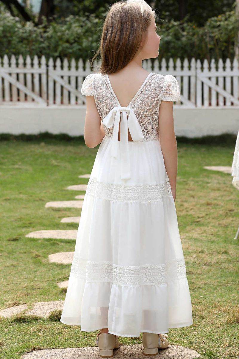 A-Line Maxi Chiffon Flower Girl Dress CF0370 - COCOMELODY