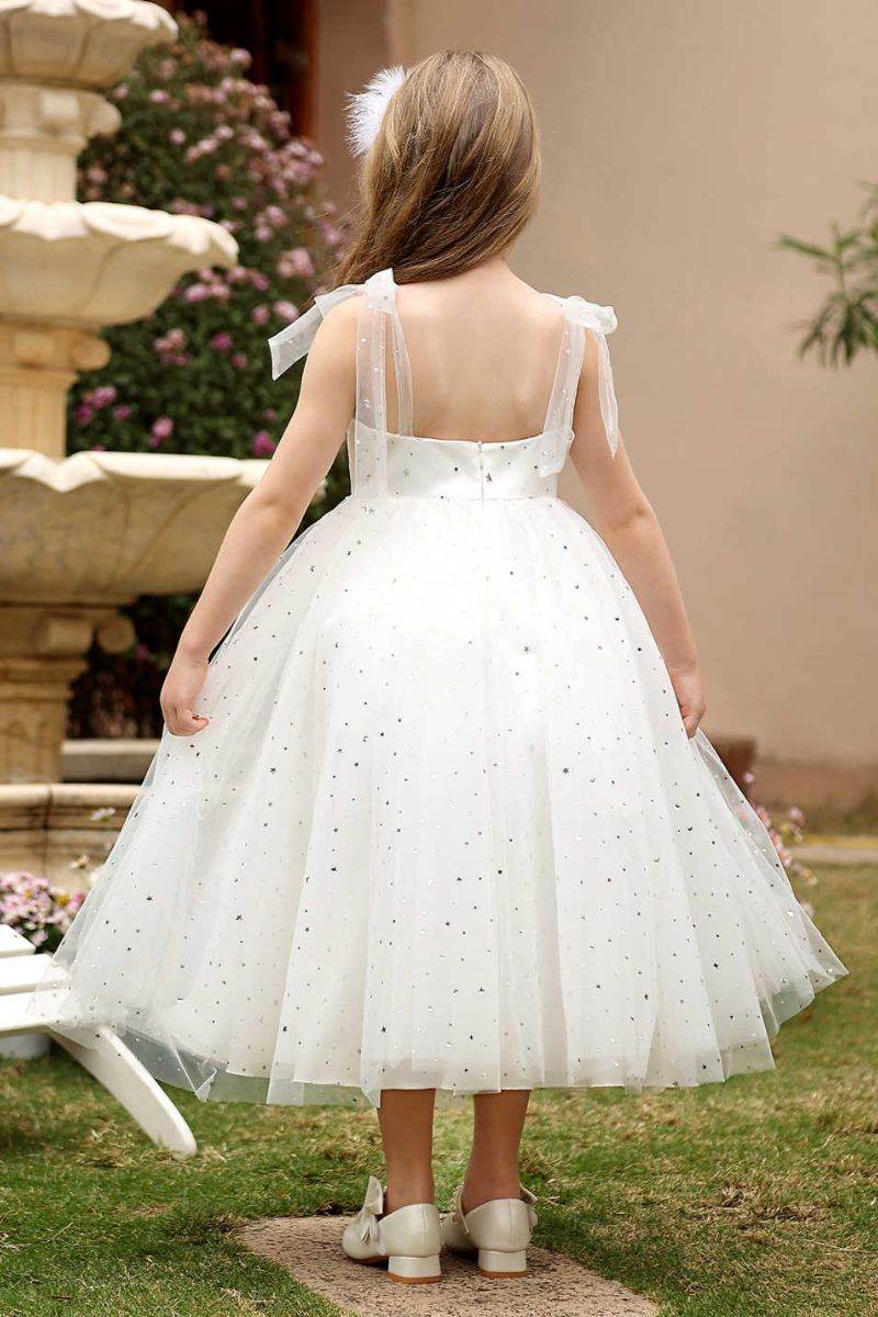 A-Line Midi Sparkling Tulle Flower Girl Dress CF0371 - COCOMELODY