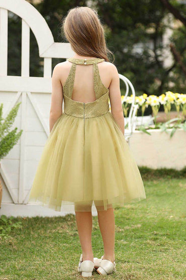 A-Line Midi Tulle Flower Girl Dress CF0373 - COCOMELODY