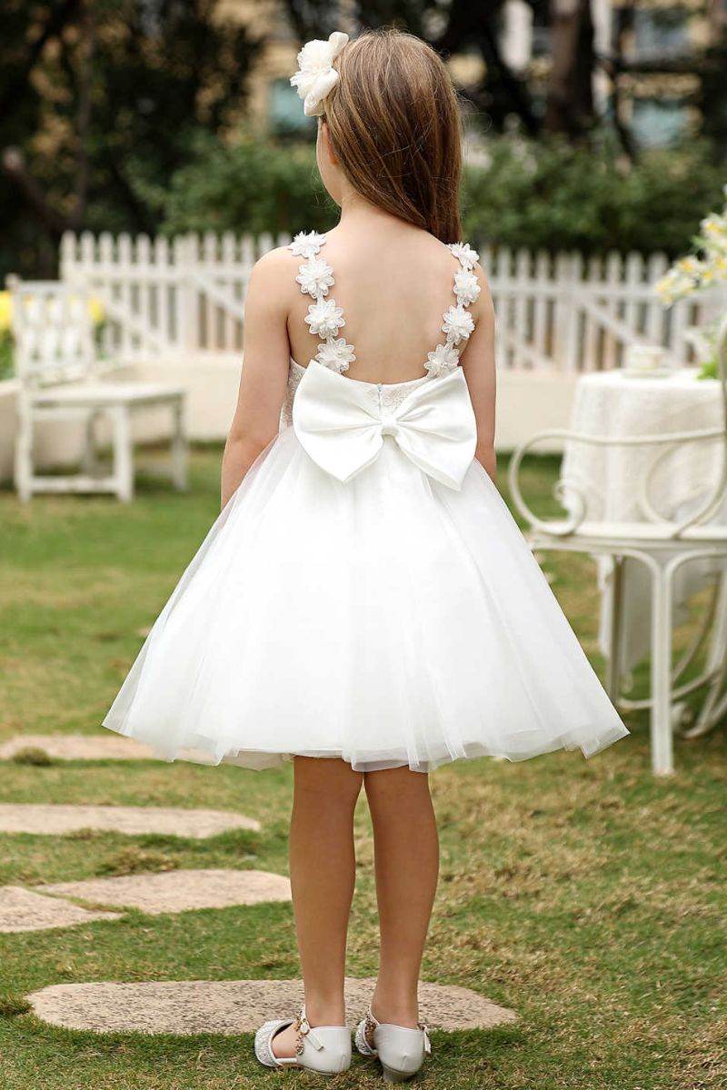 A-Line Midi Tulle Flower Girl Dress CF0374 - COCOMELODY