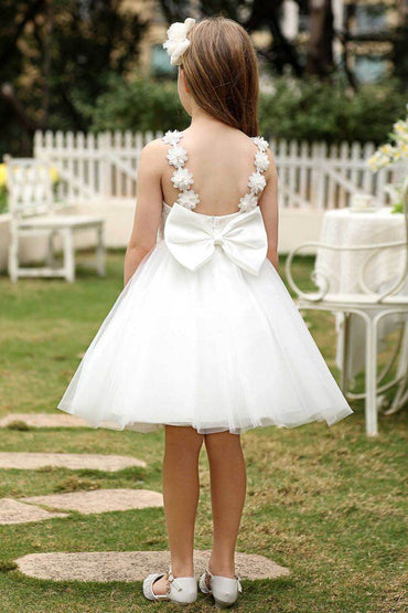 A-Line Midi Tulle Flower Girl Dress CF0374 - COCOMELODY