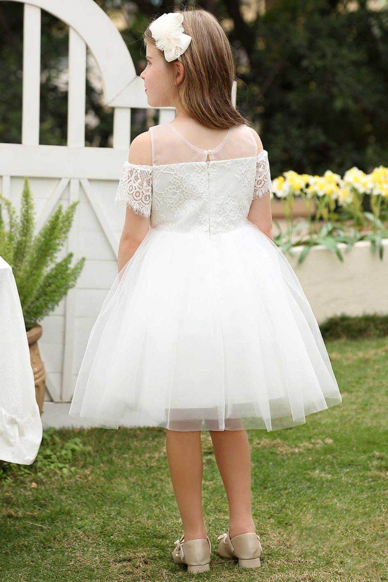 A-Line Midi Tulle Flower Girl Dress CF0378 - COCOMELODY
