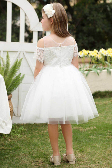 A-Line Midi Tulle Flower Girl Dress CF0378 - COCOMELODY