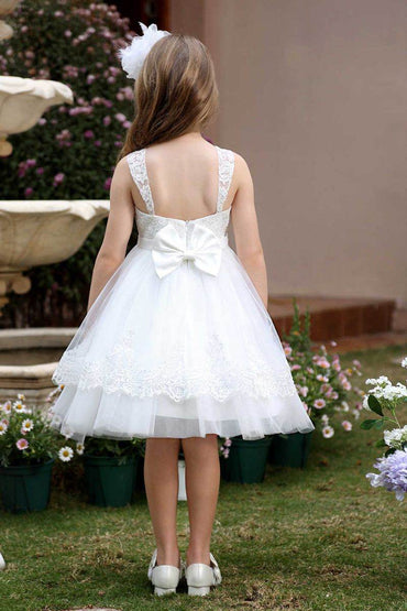 A-Line Midi Tulle Flower Girl Dress CF0379 - COCOMELODY