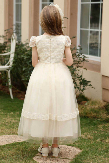 A-Line Midi Tulle Flower Girl Dress CF0382 - COCOMELODY