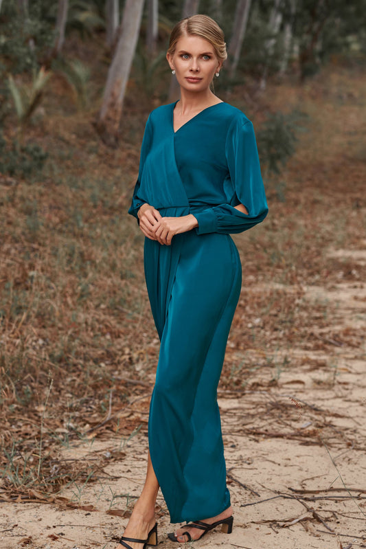 Sheath-Column Ankle Length Silk Blend Dress CG0059