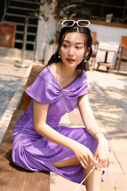 Sheath-Column Tea Length Silk Blend Dress CG0063