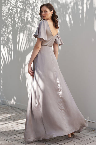 A-Line Floor Length Silk Blend Dress CG0073