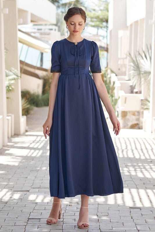 A-Line Tea Length Silk Blend Dress CG0078