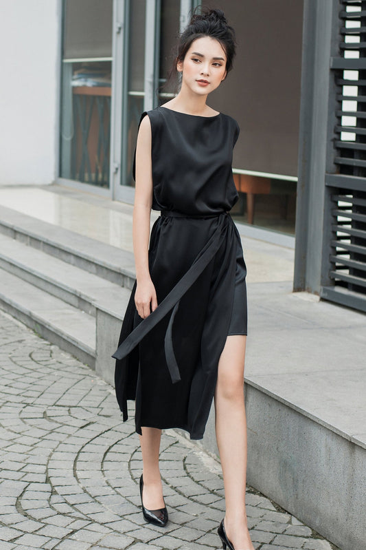 Sheath-Column Knee Length Silk Blend Dress CG0088