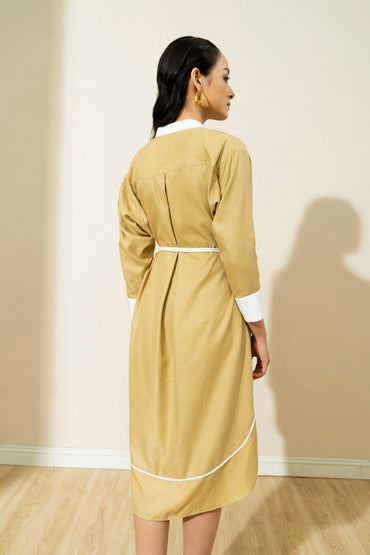A-Line Knee Length Linen Dress CG0095