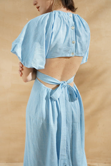 A-Line Tea Length Linen Dress CG0097