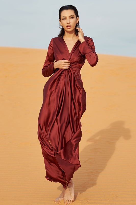 A-Line Ankle Length Silk Blend Dress CG0100