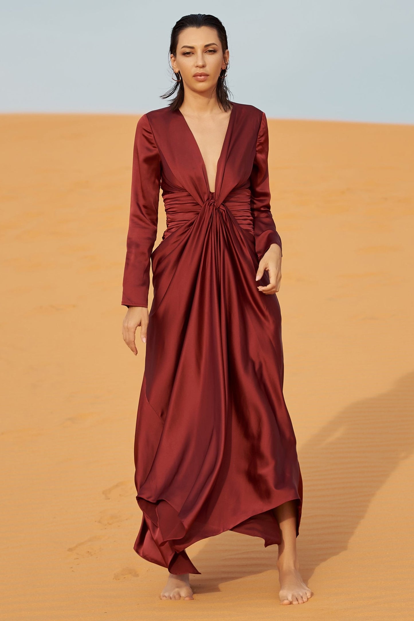 A-Line Ankle Length Silk Blend Dress CG0100