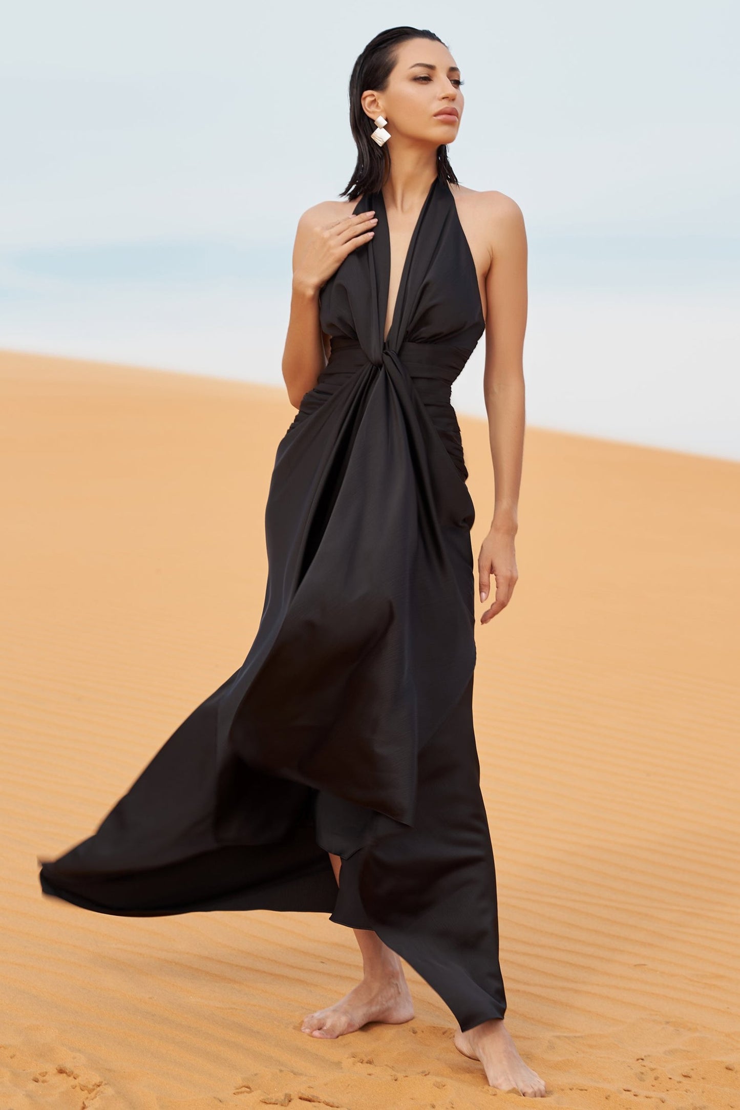 A-Line Ankle Length Silk Blend Dress CG0109