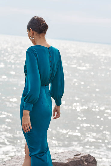 A-Line Ankle Length Silk Blend Dress CG0115