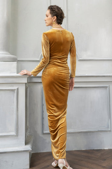 A-Line Ankle Length Velvet Dress CG0124