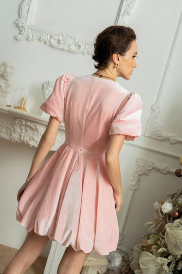 A-Line Short-Mini Velvet Dress CG0129