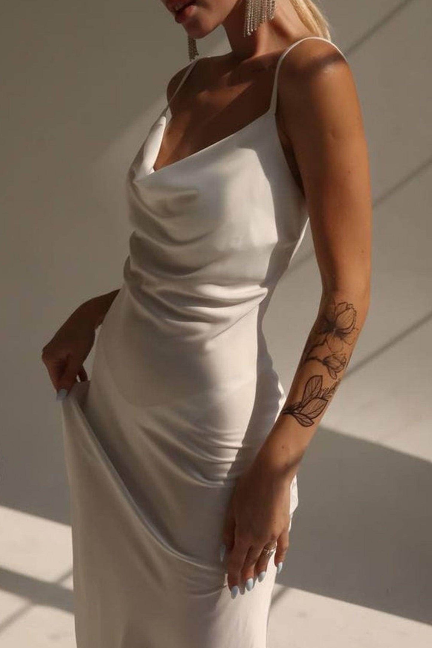 Sheath-Column Ankle Length Elastic Satin Dress CG0146 - COCOMELODY