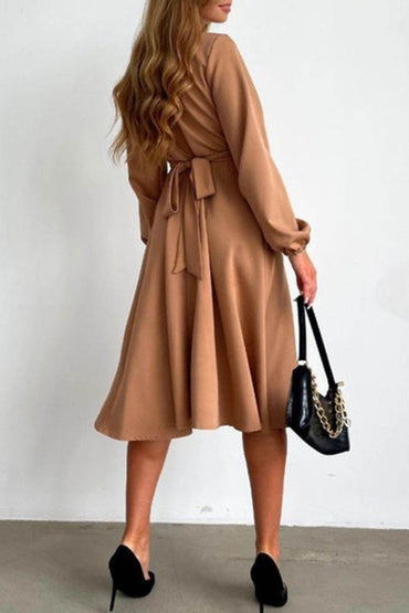 A-Line Tea Length Elastic Satin Dress CG0155 - COCOMELODY