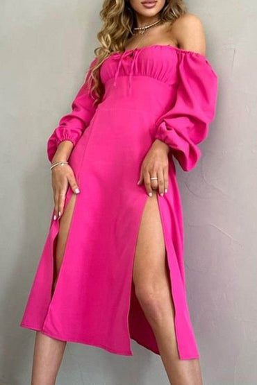 A-Line Tea Length Elastic Satin Dress CG0157 - COCOMELODY