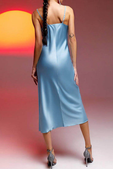 Sheath-Column Tea Length Elastic Satin Dress CG0167 - COCOMELODY