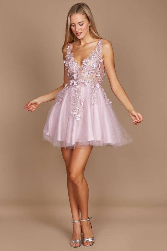 A-Line Short-Mini Lace Tulle Dress CG0246