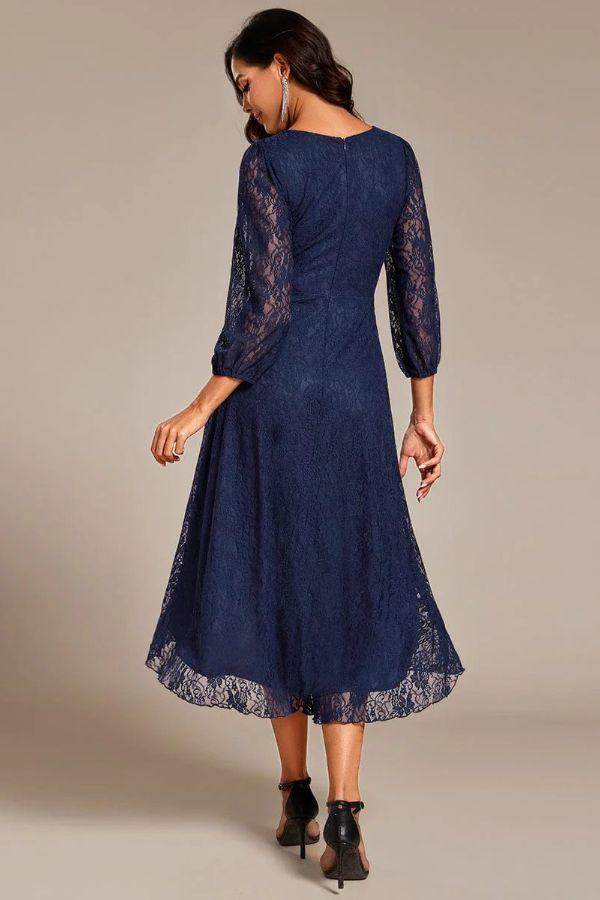 A-Line Midi Lace Dress CG0267 - COCOMELODY