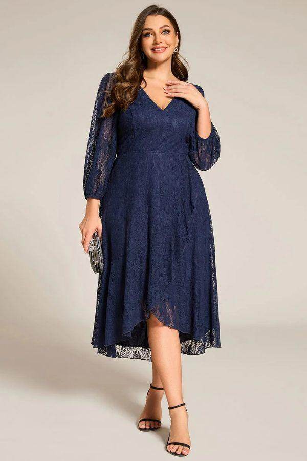 A-Line Midi Lace Dress CG0267 - COCOMELODY
