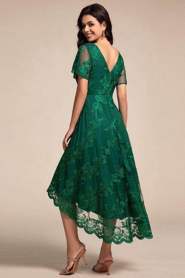 A-Line Midi Lace Dress CG0268 - COCOMELODY