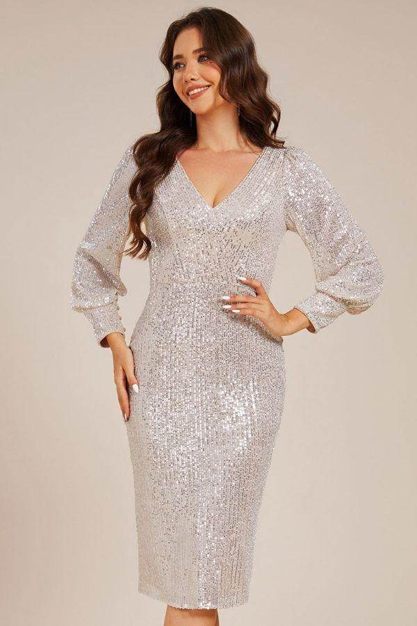 Sheath-Column Midi Sequined Dress CG0269 - COCOMELODY